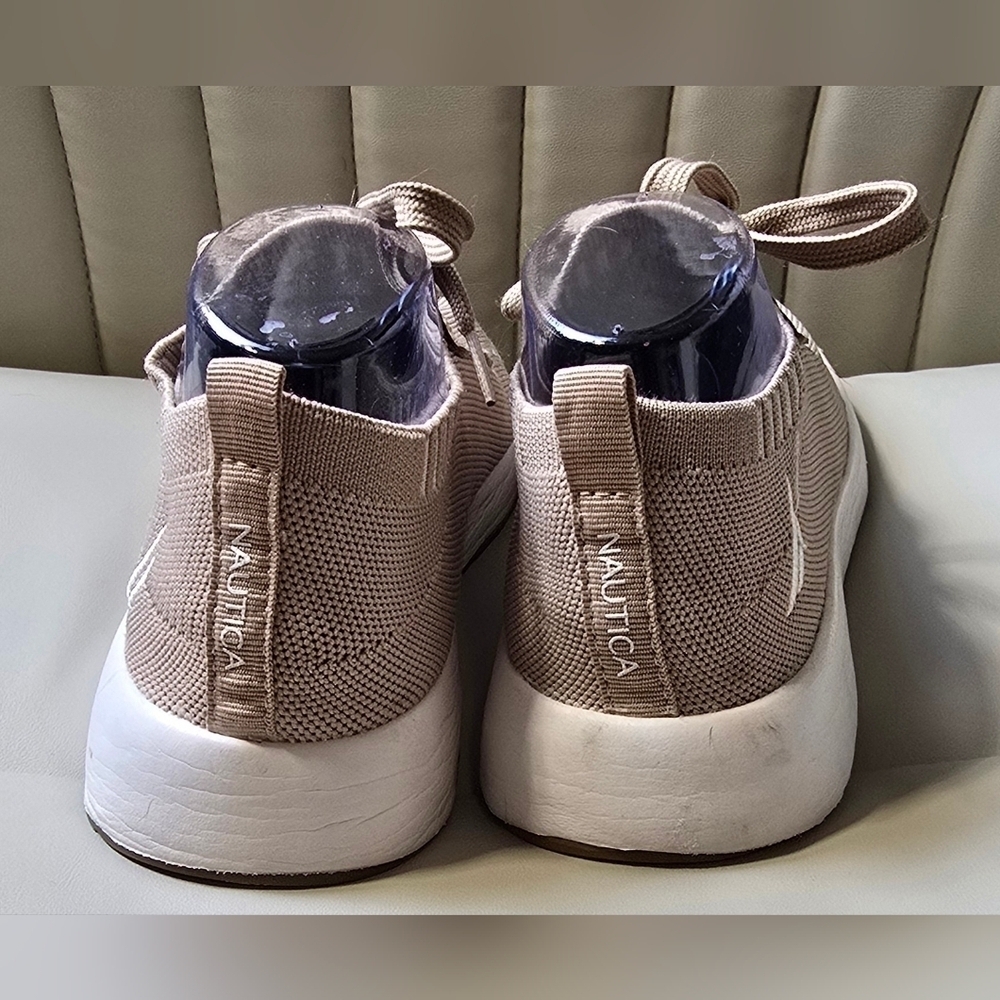 Nautica Shoes Womens 9 Zyla Knitted Low Top Lace Up Sneakers Beige Mesh Fabric - Picture 4 of 13